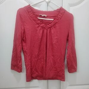 Women’s Pink Flowy Ruffle Blouse Medium Boho Coquette Cottagecore Fairycore Soft